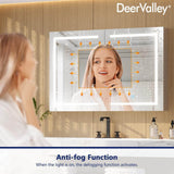 DEERVALLEY 48 in. W x 32 in. H Rectangular Silver Aluminum Surface LED Light Medicine Cabinet with Mirror, Anti-Fog, Double Doors