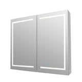 DEERVALLEY 48 in. W x 32 in. H Rectangular Silver Aluminum Surface LED Light Medicine Cabinet with Mirror, Anti-Fog, Double Doors