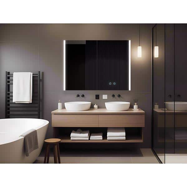 DEERVALLEY 32 in. W x 24 in. H Rectangular Wall Mounted LED Light Medicine Cabinet with Mirror, Anti-Fog, Double Doors