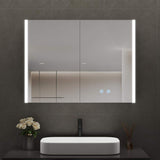 DEERVALLEY 32 in. W x 24 in. H Rectangular Wall Mounted LED Light Medicine Cabinet with Mirror, Anti-Fog, Double Doors