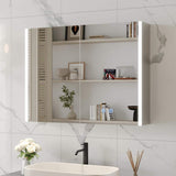 DEERVALLEY 32 in. W x 24 in. H Rectangular Wall Mounted LED Light Medicine Cabinet with Mirror, Anti-Fog, Double Doors