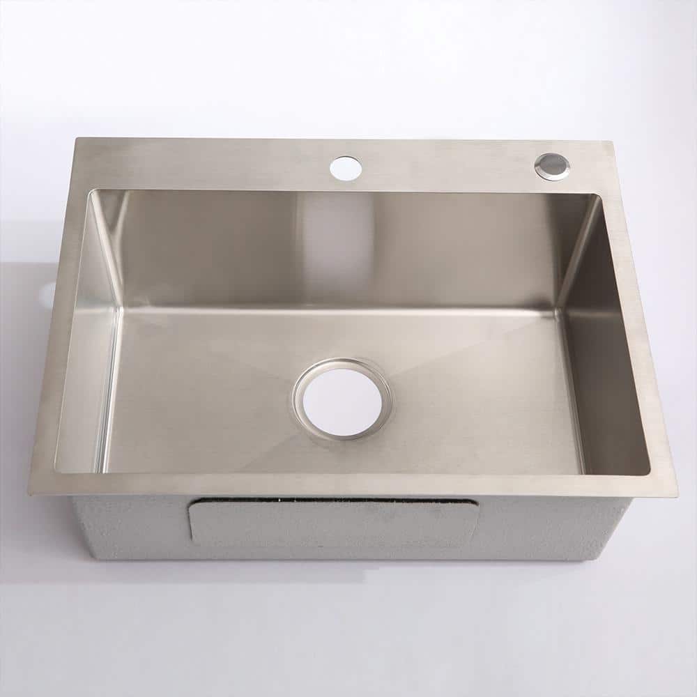 Flynama 24-Inch Stainless Steel Drop-In/Undermount Sink with Faucet & Drain