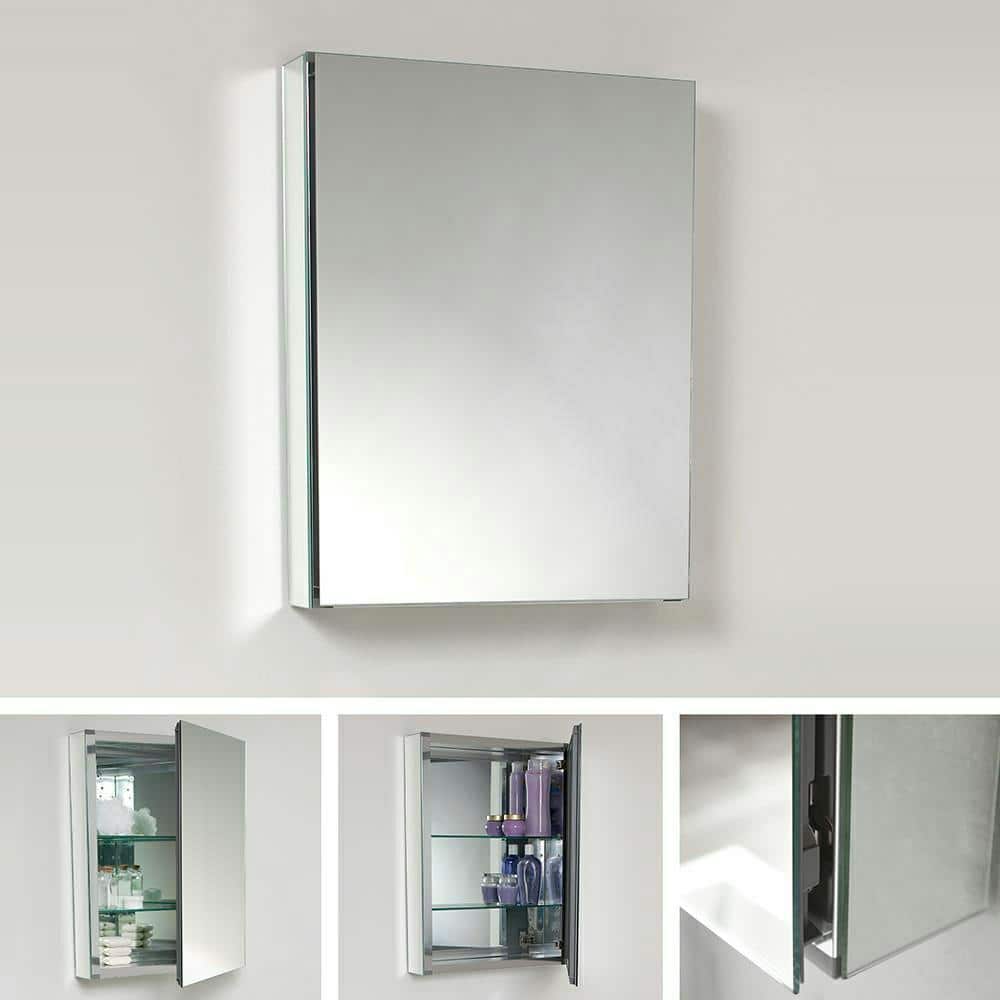 Fresca 20 in. W x 26 in. H x 5 in. D Framed Recessed or Surface-Mount Bathroom Medicine Cabinet