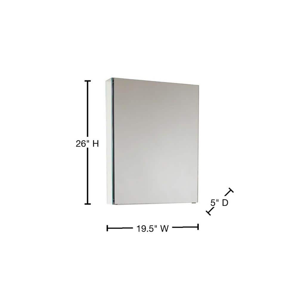 Fresca 20 in. W x 26 in. H x 5 in. D Framed Recessed or Surface-Mount Bathroom Medicine Cabinet