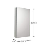 Fresca 20 in. W x 36 in. H x 5 in. D Frameless Recessed or Surface-Mounted Bathroom Medicine Cabinet