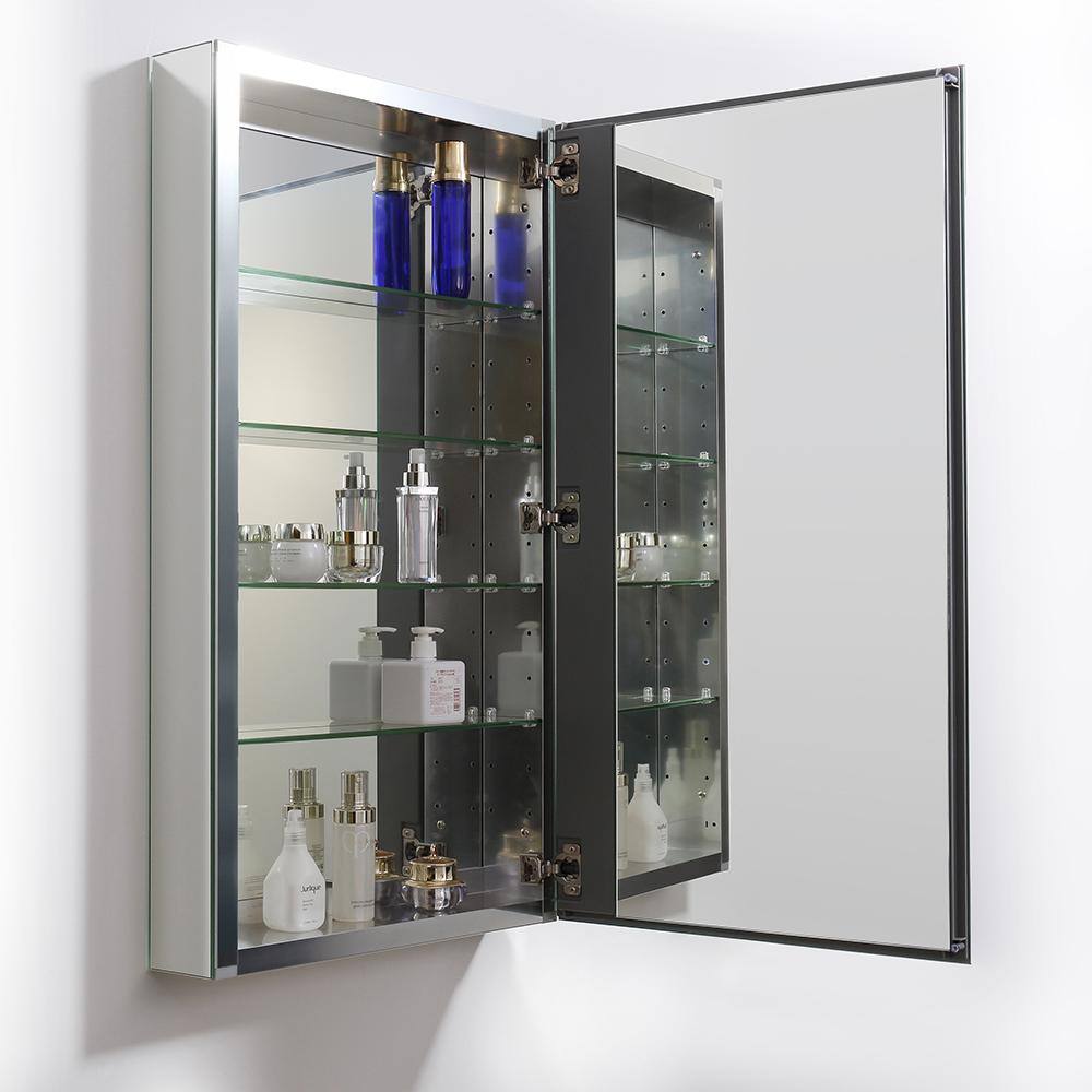 Fresca 20 in. W x 36 in. H x 5 in. D Frameless Recessed or Surface-Mounted Bathroom Medicine Cabinet