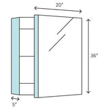 Fresca 20 in. W x 36 in. H x 5 in. D Frameless Recessed or Surface-Mounted Bathroom Medicine Cabinet