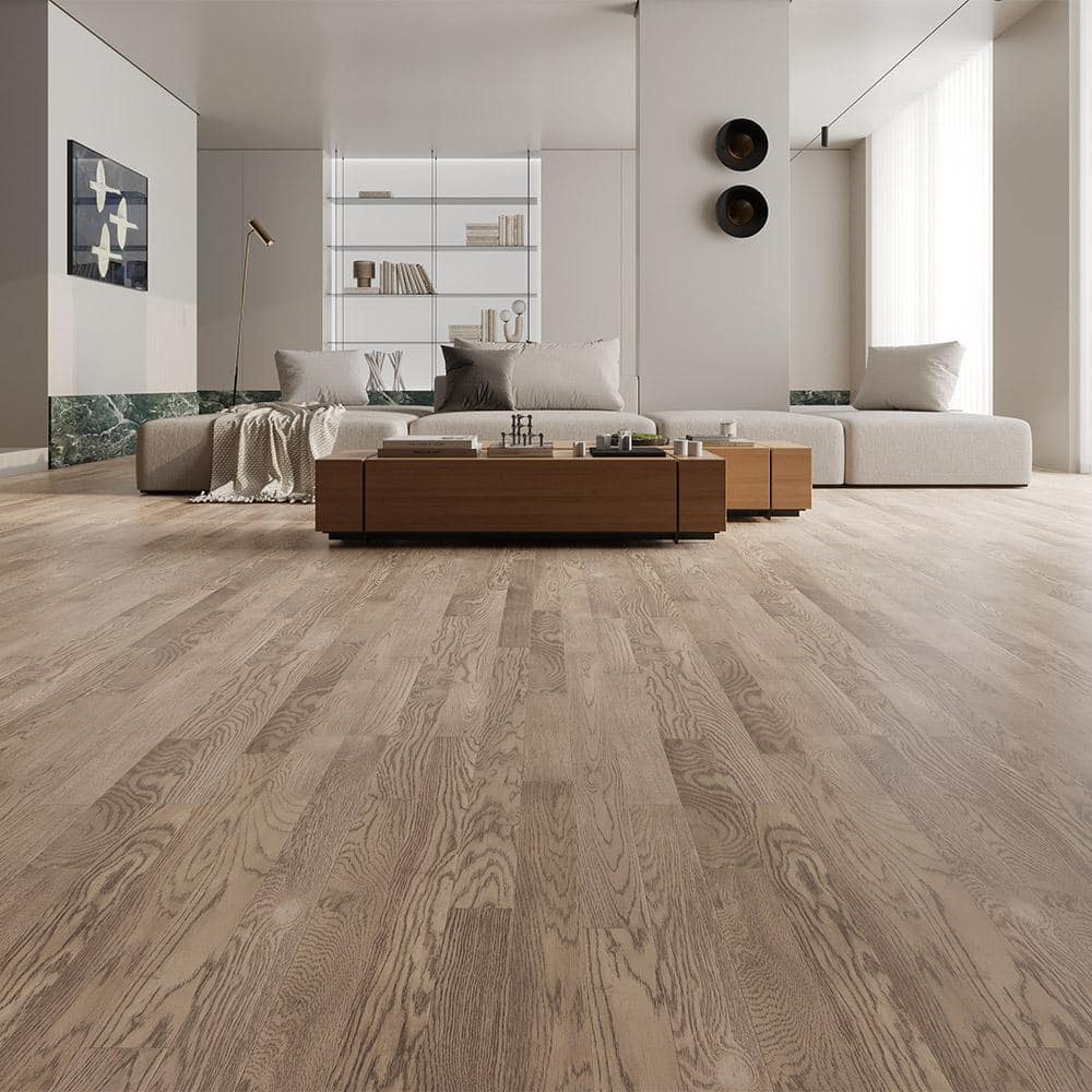 Selkirk Silver Grey Oak 3/8 in. T x 3 in. W Tongue and Groove Wire Brushed Engineered Hardwood Flooring (35.34 sq.ft./case)