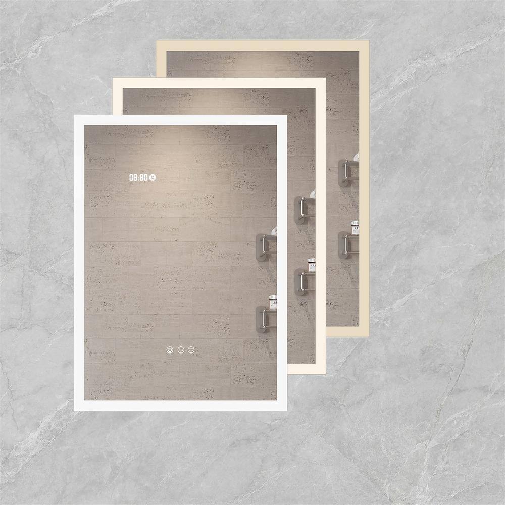HMMHVV 20 in. W x 28 in. H Rectangular Aluminum Left Surface Mount Smart LED Lighted Wall Bathroom Medicine Cabinet with Mirror