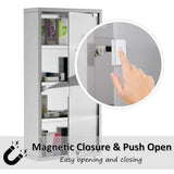HOMCOM 11.75 in. W x 23.5 in. H Medium Rectangular Silver Stainless Steel Surface Mount Medicine Cabinet Without Mirror