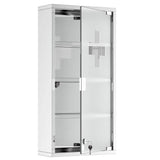 HOMCOM 11.75 in. W x 23.5 in. H Medium Rectangular Silver Stainless Steel Surface Mount Medicine Cabinet Without Mirror