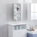 HOMCOM 11.75 in. W x 23.5 in. H Medium Rectangular Silver Stainless Steel Surface Mount Medicine Cabinet Without Mirror