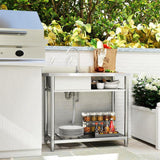 HOMEIBRO 39 in. Freestanding Laundry Utility Sink Stainless Steel with Left Bowl