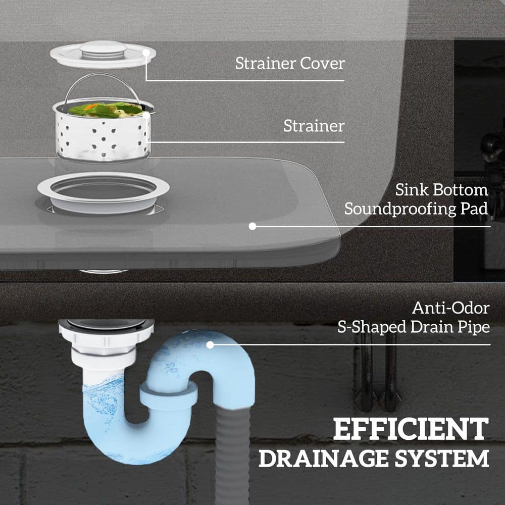 HOMEIBRO 39 in. Freestanding Laundry Utility Sink Stainless Steel with Left Bowl
