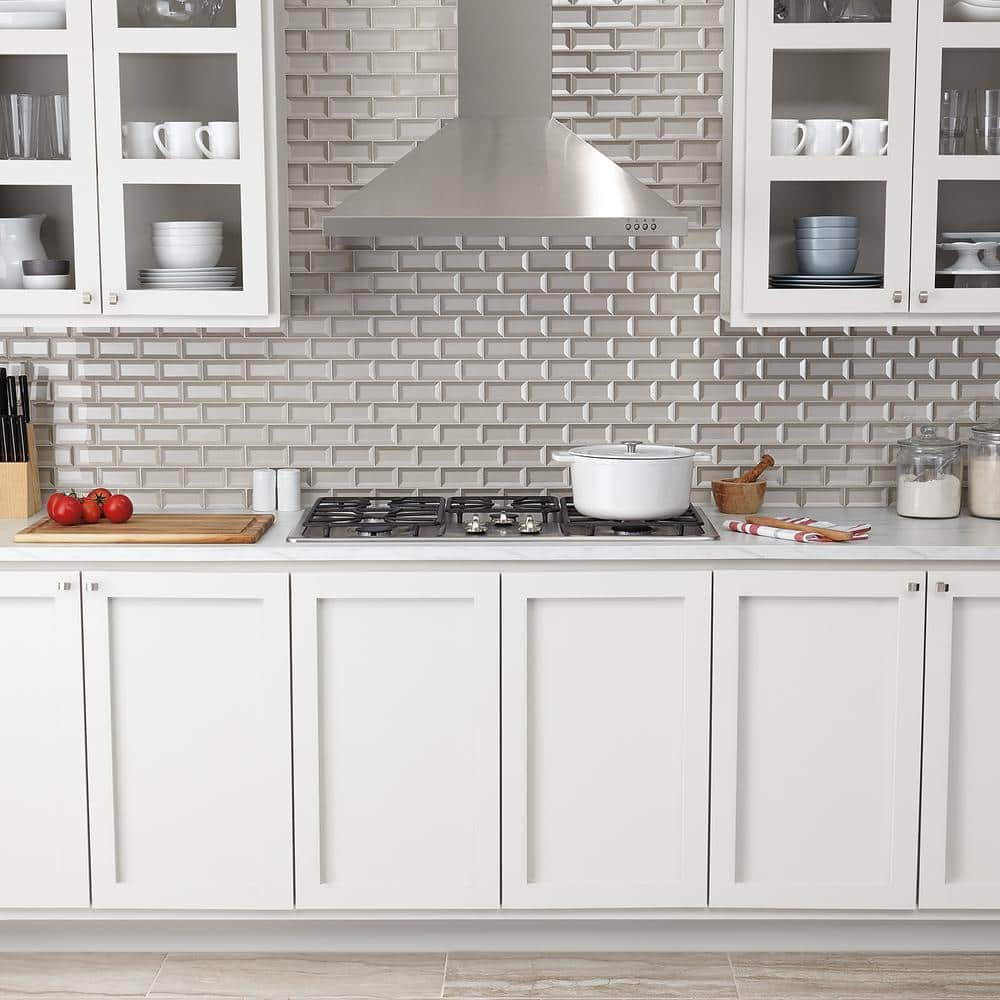 Marazzi Decor Accents Silver 12 in. x 12 in. x 8 mm Glass Brick Joint Mosaic Wall Tile (0.8 sq. ft. / piece)