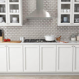 Marazzi Decor Accents Silver 12 in. x 12 in. x 8 mm Glass Brick Joint Mosaic Wall Tile (0.8 sq. ft. / piece)