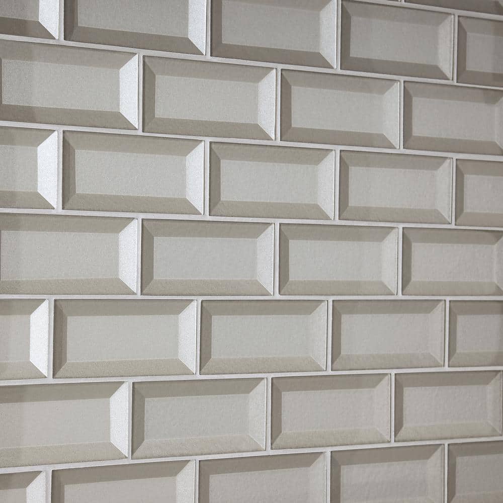 Marazzi Decor Accents Silver 12 in. x 12 in. x 8 mm Glass Brick Joint Mosaic Wall Tile (0.8 sq. ft. / piece)
