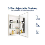 15 in. W x 26 in. H Silver Recessed/Surface Mount Medicine Cabinet with Mirror Bathroom Large Storage Left Swing