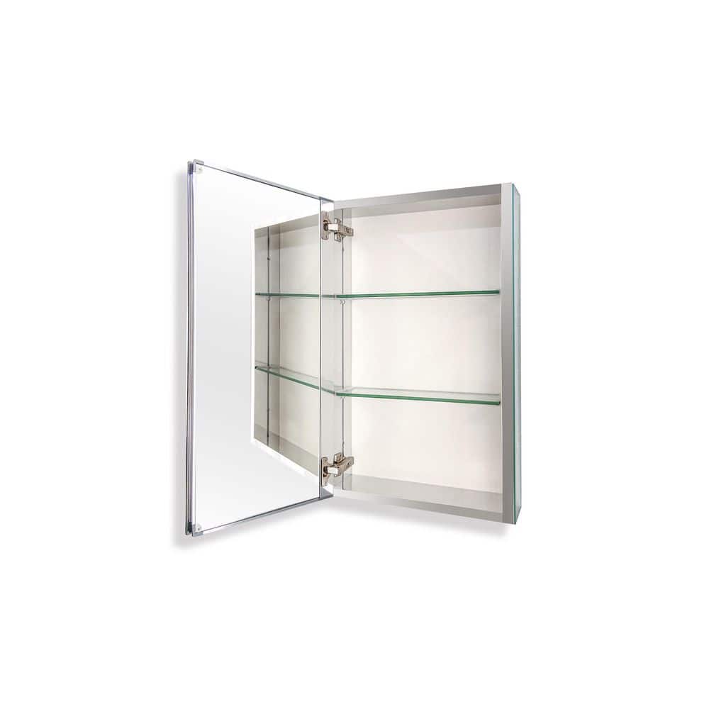 15 in. W x 26 in. H Silver Recessed/Surface Mount Medicine Cabinet with Mirror Bathroom Large Storage Left Swing