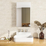 15 in. W x 26 in. H Silver Recessed/Surface Mount Medicine Cabinet with Mirror Bathroom Large Storage Left Swing