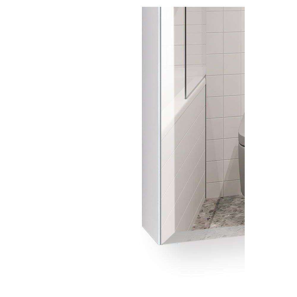 15 in. W x 26 in. H Silver Recessed/Surface Mount Medicine Cabinet with Mirror Bathroom Large Storage Left Swing