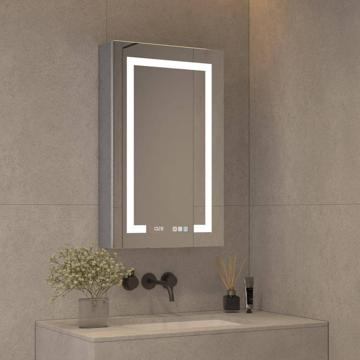 Modern 20 in. W x 32 in. H Rectangular Aluminum Medicine Cabinet with Mirror for Bathroom