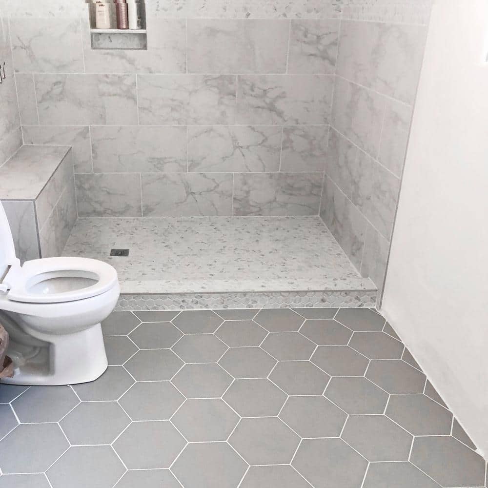 Merola Tile Textile Hex Silver 8-5/8 in. x 9-7/8 in. Porcelain Floor and Wall Tile (11.56 sq. ft. / case)