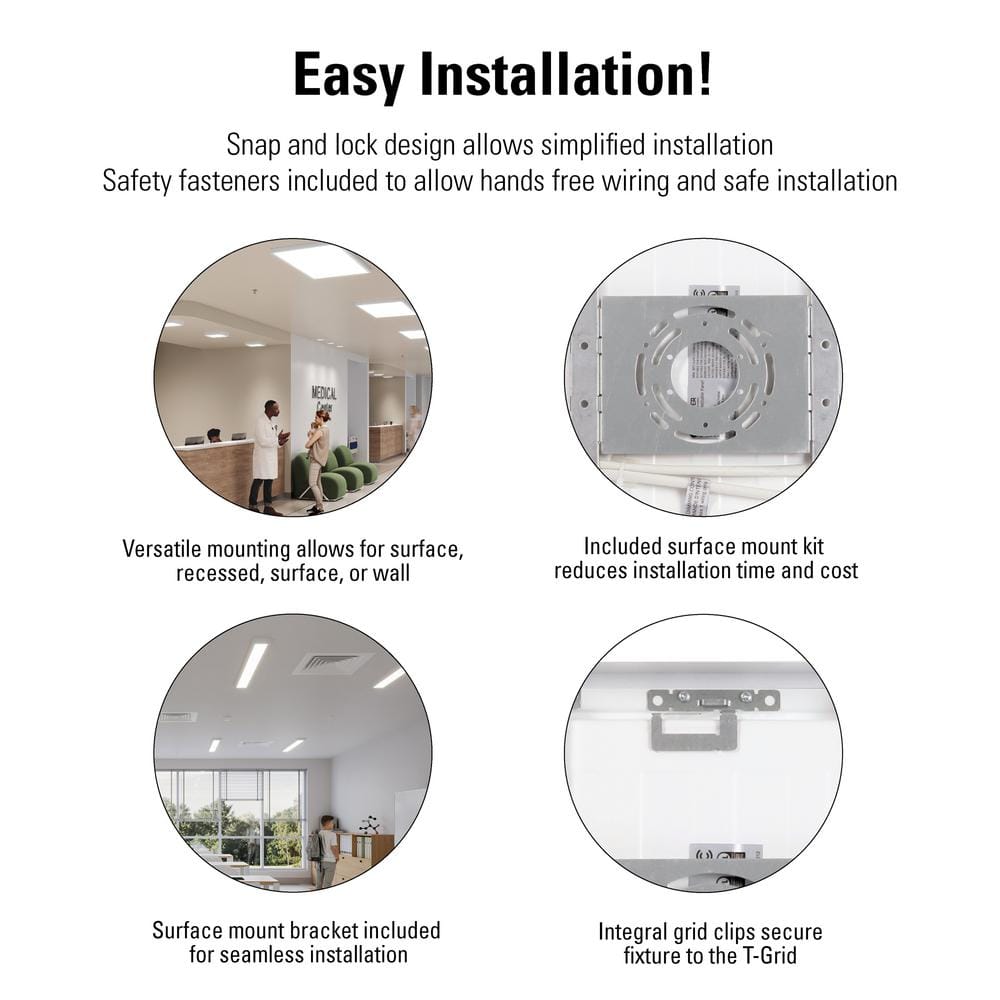 Metalux 1 ft. x 1 ft. Integrated LED Panel Light, Selectable 2000/1500/1000 Lumens and 2700/3000/3500/4000/5000 Sel CCT