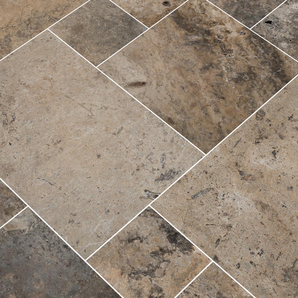 MSI Take Home Tile Sample - Silver Pattern 6 in. x 6 in. Tumbled Travertine Paver Tile (0.25 sq. ft.)