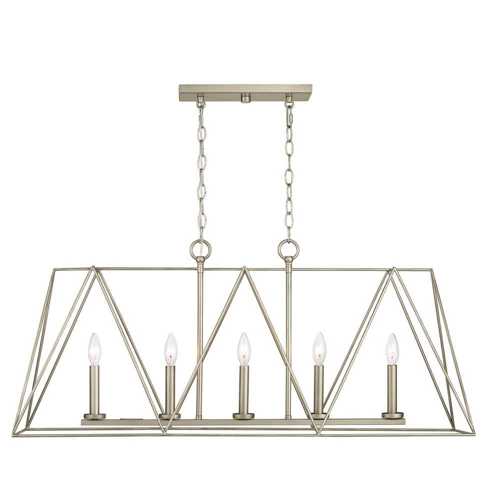 Progress Lighting Ferncroft 5-Light Silver Ridge Chandelier with Antique Nickel Accents