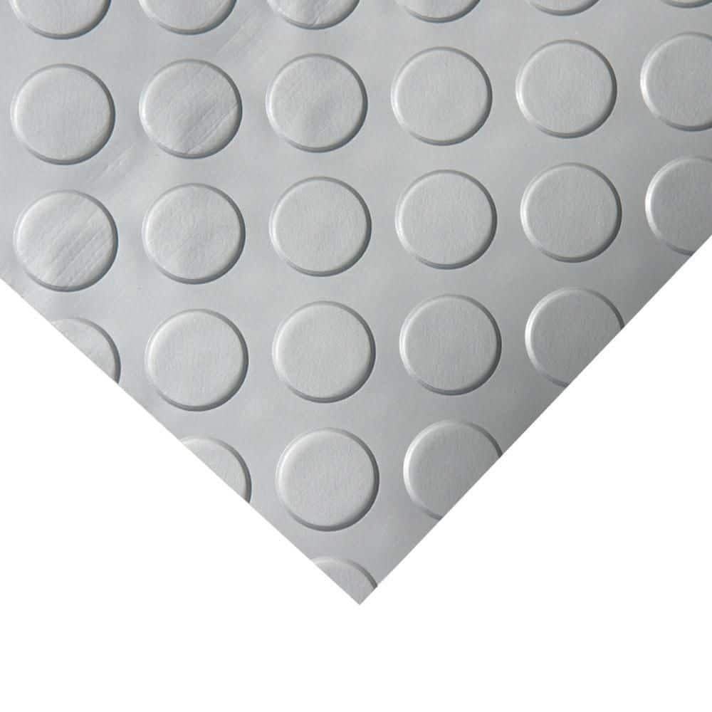 Rubber-Cal "Coin-Grip Metallic" 4 ft. x 5 ft. Silver Commercial PVC Flooring