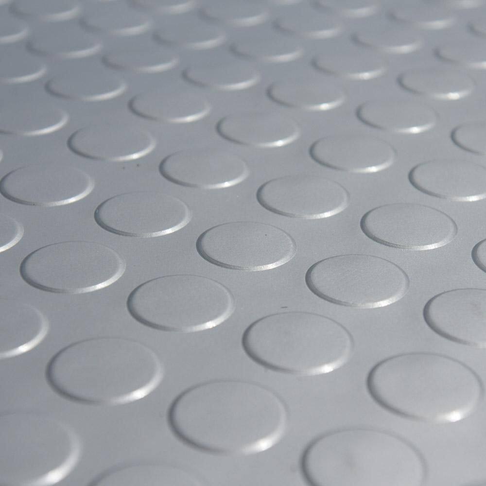 Rubber-Cal "Coin-Grip Metallic" 4 ft. x 5 ft. Silver Commercial PVC Flooring