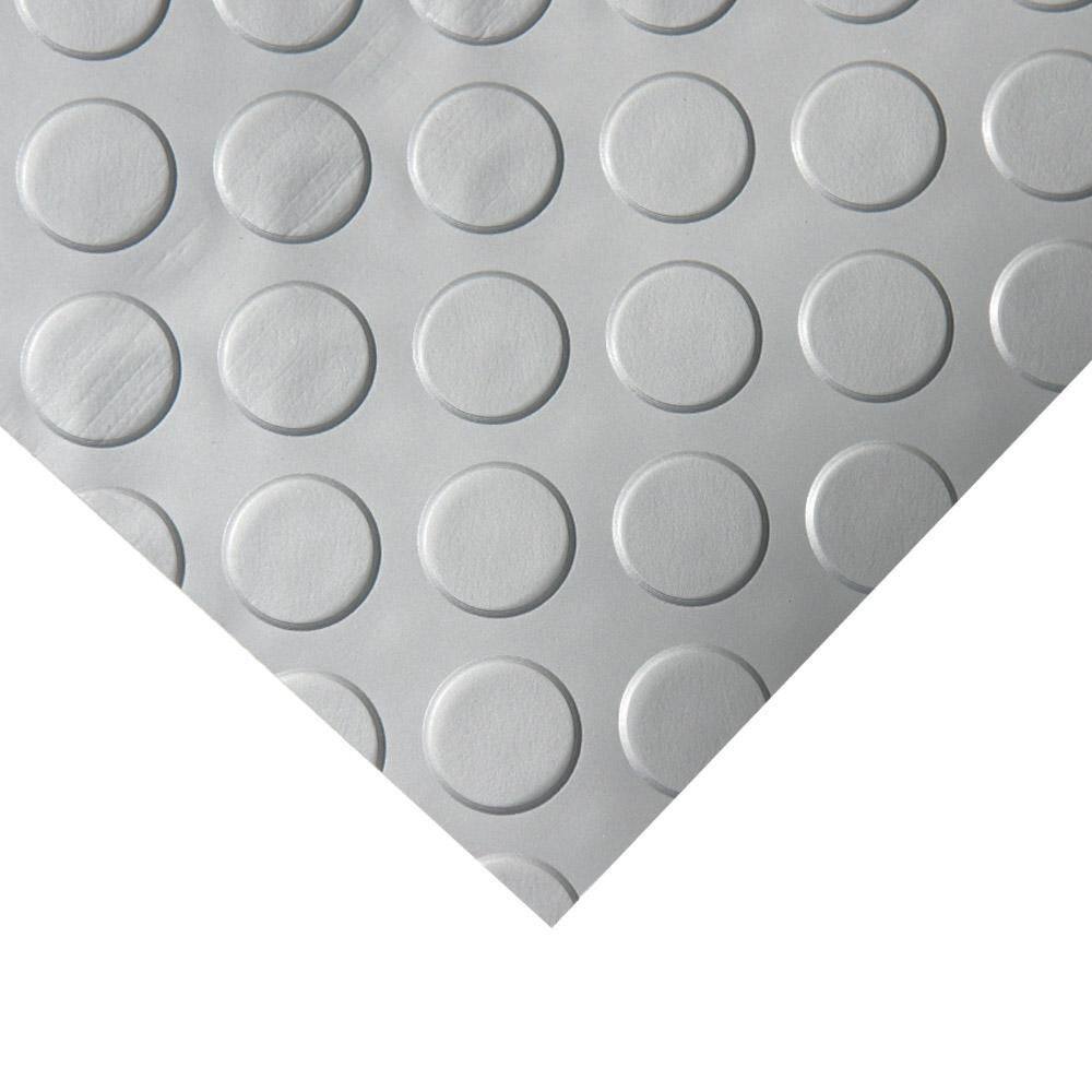 Rubber-Cal "Coin-Grip Metallic" 4 ft. x 8 ft. Silver Commercial PVC Flooring