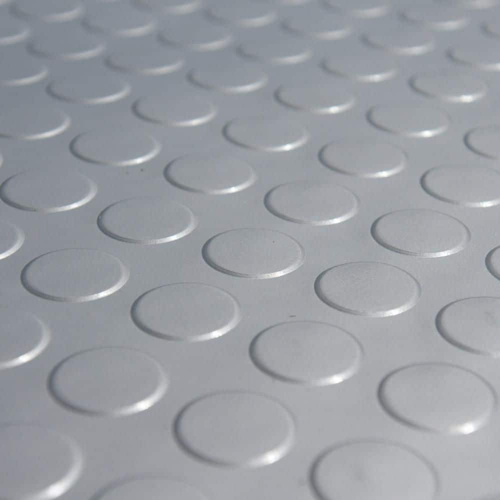 Rubber-Cal "Coin-Grip Metallic" 4 ft. x 4 ft. Silver Commercial PVC Flooring