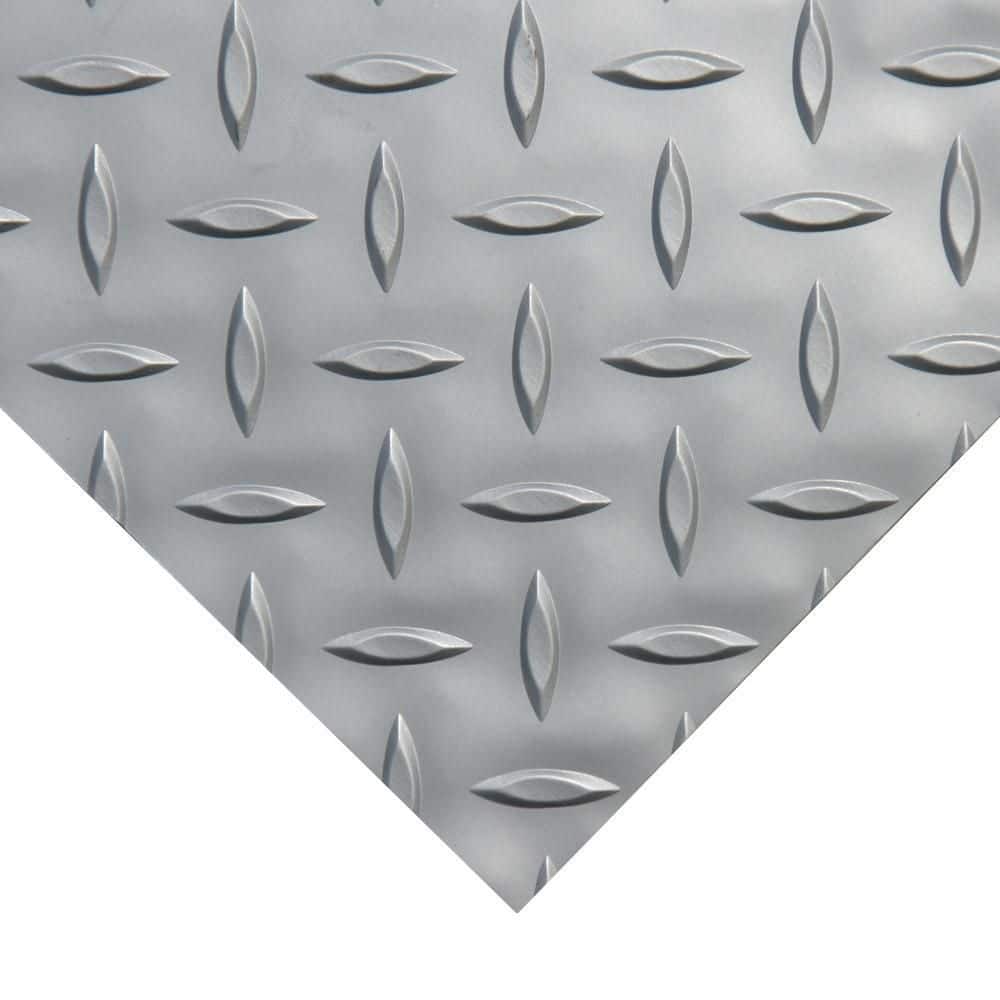 Rubber-Cal Diamond-Plate Metallic 4 ft. x 4 ft. Silver PVC Flooring (16 sq. ft.)