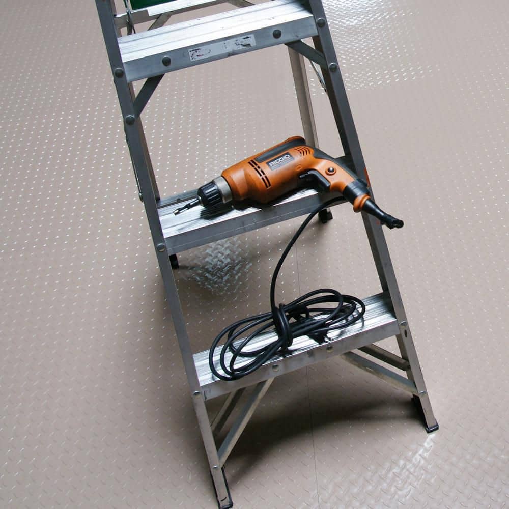 Rubber-Cal Diamond-Plate Metallic 4 ft. x 20 ft. Silver PVC Flooring (80 sq. ft.)