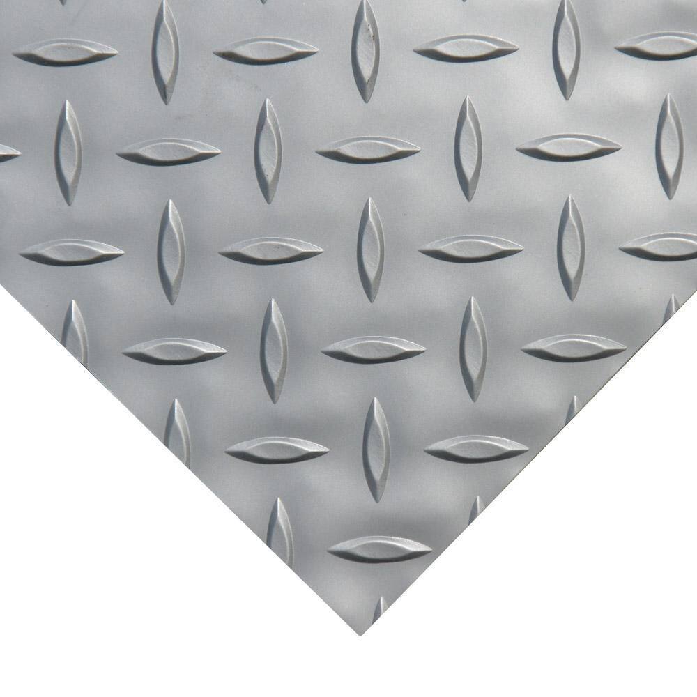 Rubber-Cal Diamond-Plate Metallic 4 ft. x 25 ft. Silver PVC Flooring (100 sq. ft.)