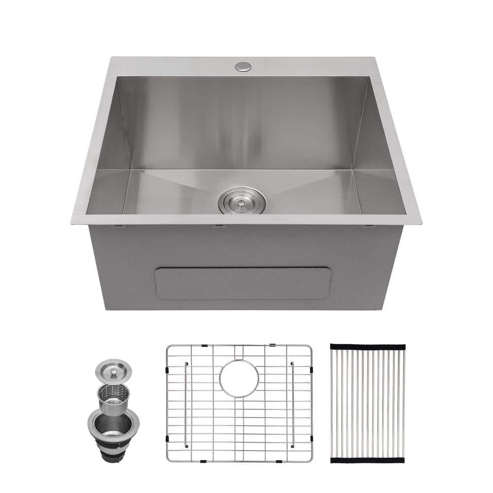 Sarlai 16-Gauge Stainless Steel Drop-In Kitchen Sink with Bottom Grid