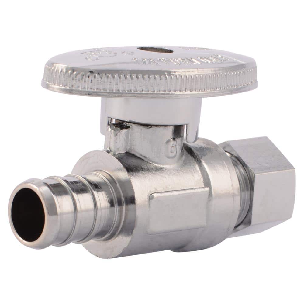 SharkBite 4-Pack Brass 1/2-in PEX Barb x 3/8-in OD Compression Quarter-Turn Straight Stop Valve