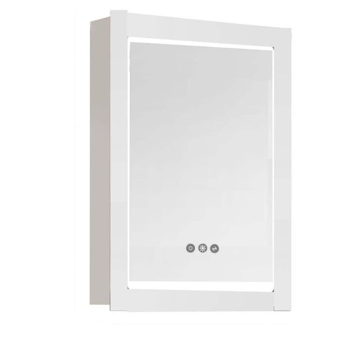Tileon 19.75 in. W x 27.50 in. H Rectangular Steel Medicine Cabinet with Mirror, Lighted Organizer with 3-Shelves - Silver