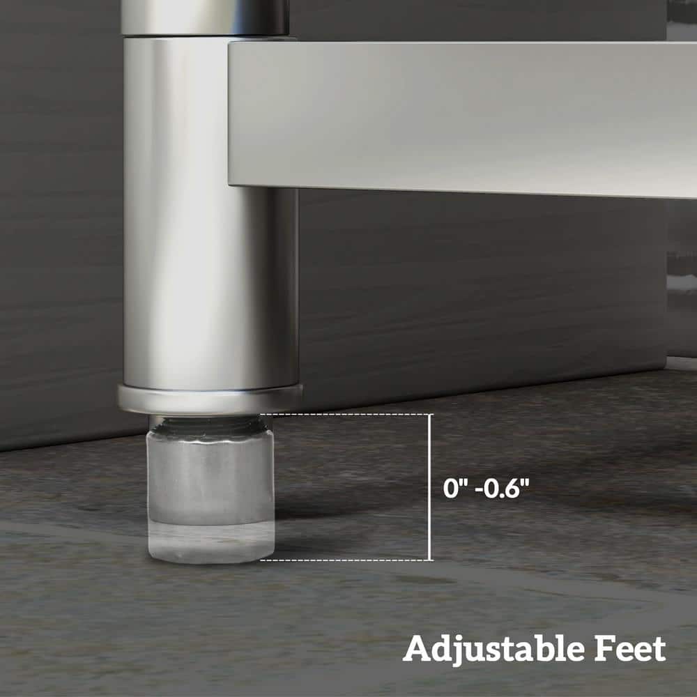 Unbranded Stainless Steel Freestanding Utility Sink with Dual Water Pipes and Storage