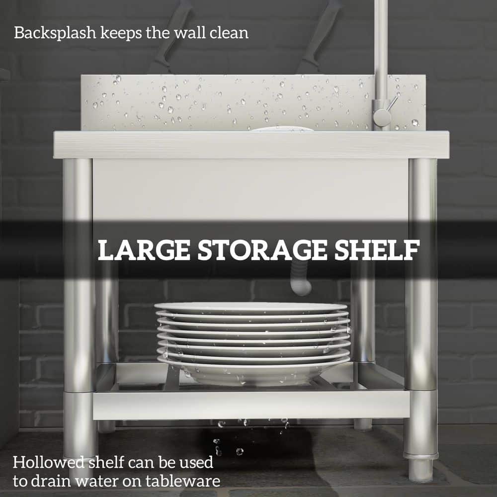 Freestanding Stainless Steel Laundry & Utility Sink with Faucet