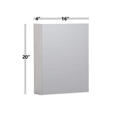 WELLFOR 16 in. W x 20 in. H Medium Rectangular Silver Aluminum Recessed/Surface Mount Medicine Cabinet with Mirror
