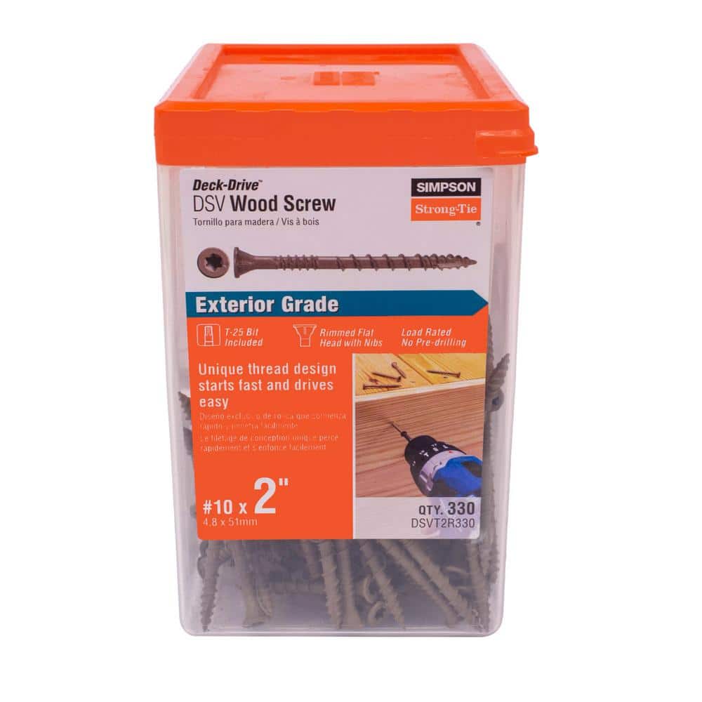 Simpson Strong-Tie #10 x 2 in. T25 6-Lobe, Flat Head, Deck-Drive DSV Wood Screw, Quik Guard, Tan (330-Pack)