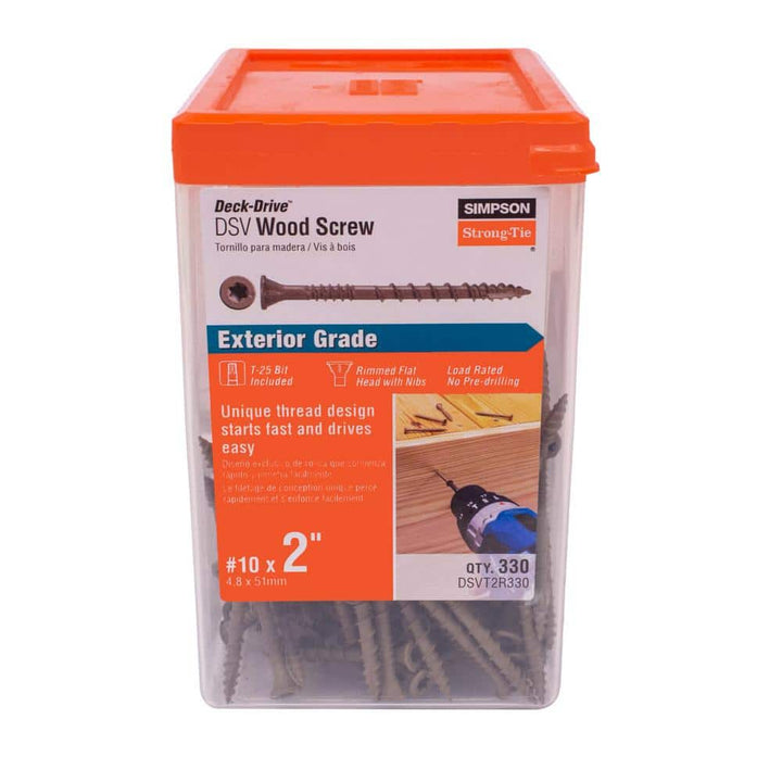 Simpson Strong-Tie #10 x 2 in. T25 6-Lobe, Flat Head, Deck-Drive DSV Wood Screw, Quik Guard, Tan (330-Pack)