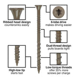 Simpson Strong-Tie #10 x 3 in. T25 6-Lobe, Flat Head, Deck-Drive DSV Wood Screw, Quik Guard, Tan (770-Pack)