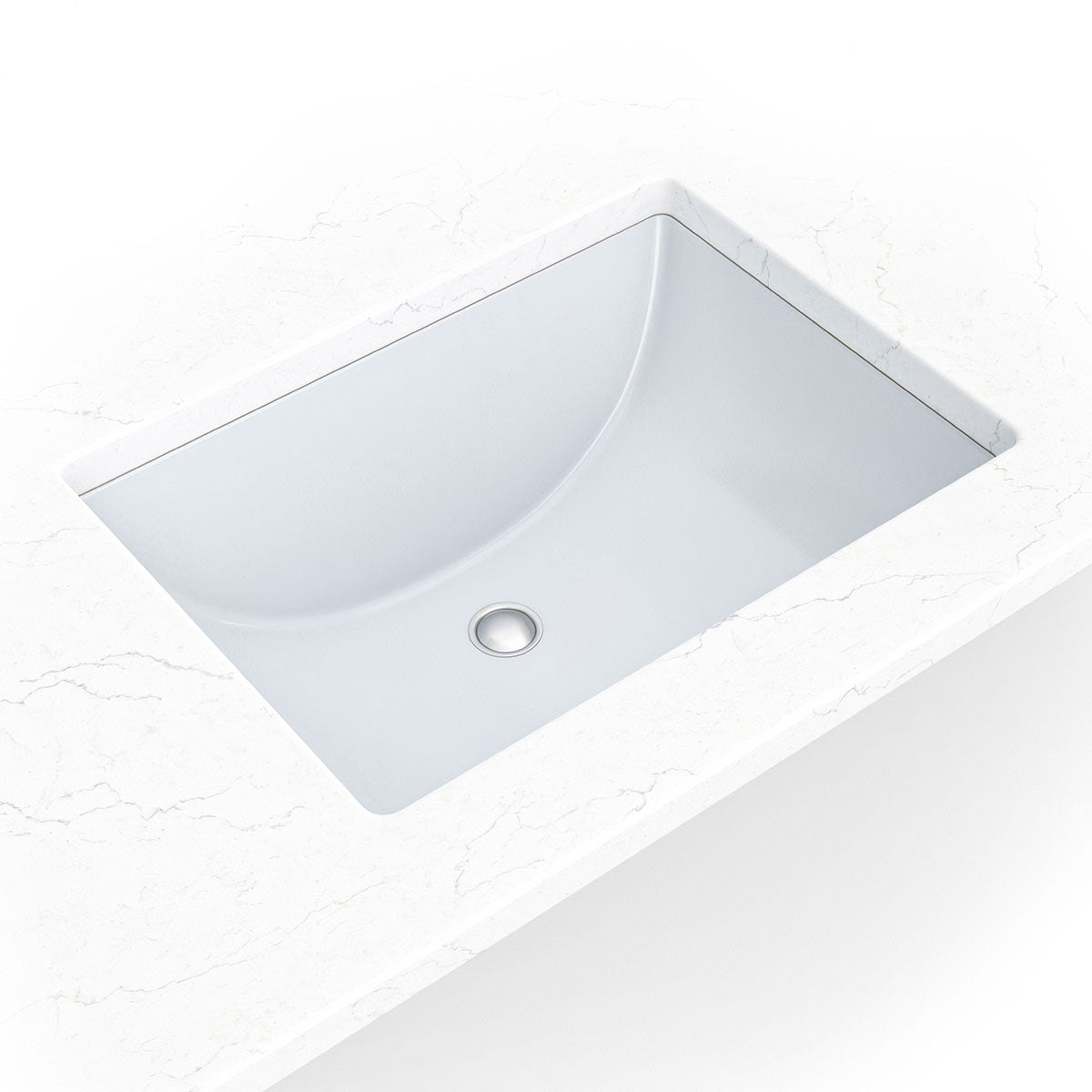 MSI Rectangle Undermount Porcelain Ceramic Bathroom Sink in White, 20-3/8" x 15-1/8" (Outside), 18-1/8" x 13" (Inside)