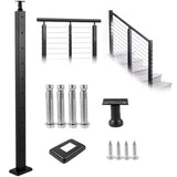 SKYSHALO Cable Railing Post Level Deck Stair Post 36 x 0.98 x 1.97 in. Cable Handrail Post Stainless Steel Brushed Finishing Deck