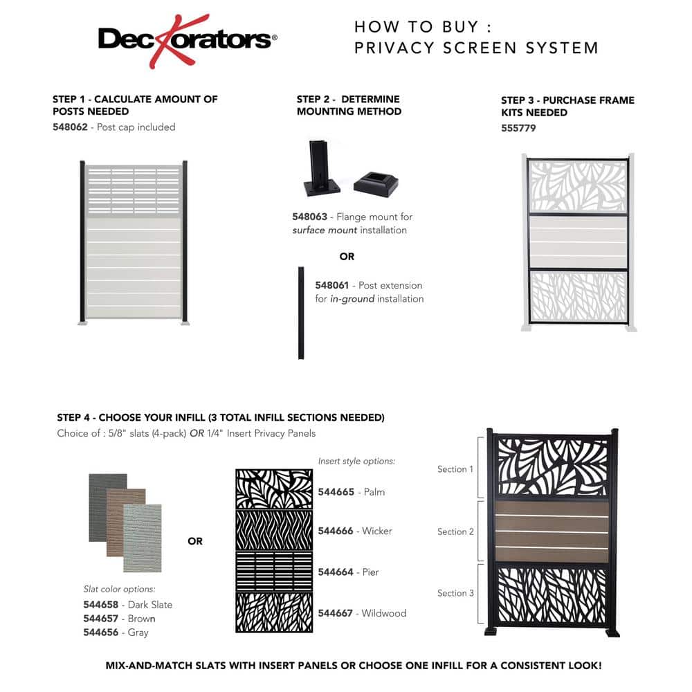 Deckorators Slate Privacy Screen System Infill Boards (4-Pack)