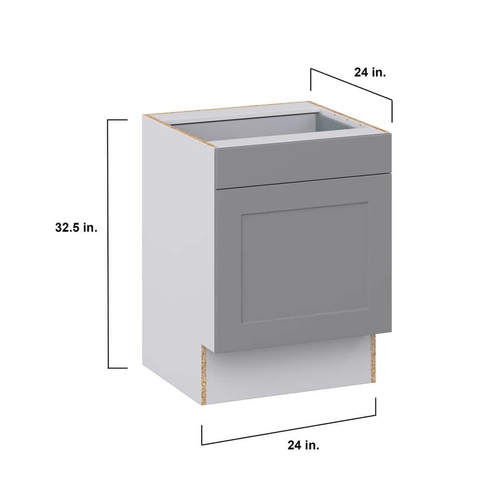 J COLLECTION Bristol Painted Slate Gray Shaker Assembled 24 in.W x 32.5 in.H x 23.75 in.D Accessible ADA 1 Draw Base Kitchen Cabinet
